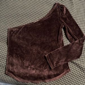 J Crew One Sleeve Velvet Top
